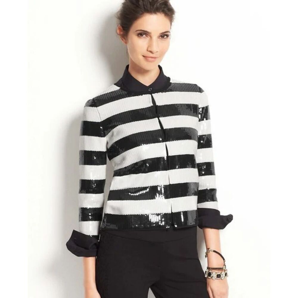 ANN Taylor Striped Sequin Jacket